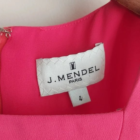 J. Mendel Silk Asymmetric Sleeveless Peplum Dress Pink Size 4 - Picture 5 of 9